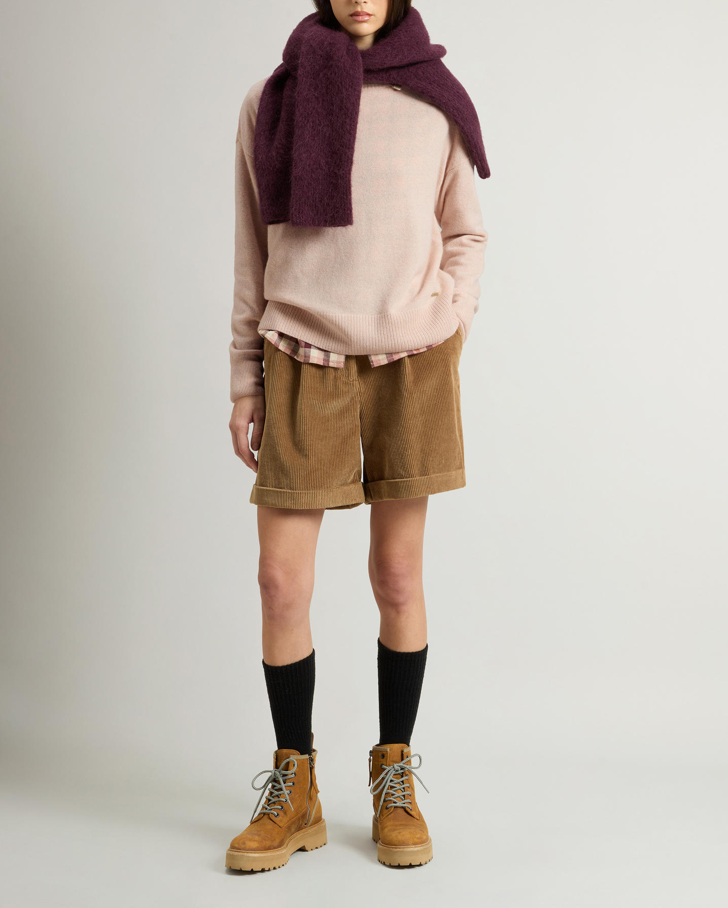 Maglia girocollo in misto lana vergine e cashmere CFWWKN2025FRUF5067 4415 WOOLRICH Silver peony 