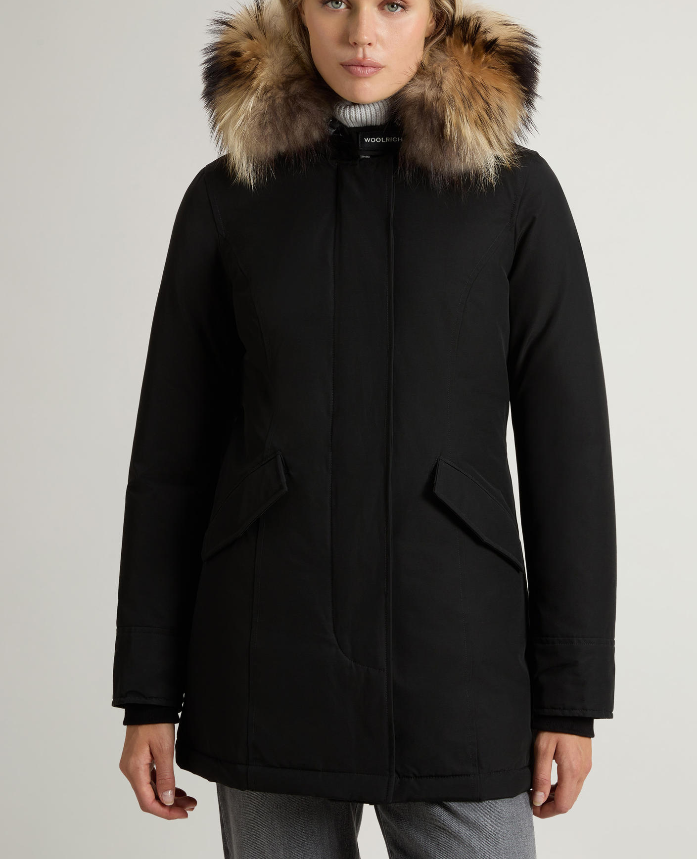 Arctic Parka in Ramar Cloth con pelliccia removibile CFWWOU0538FRUT0001 BLK WOOLRICH Black 