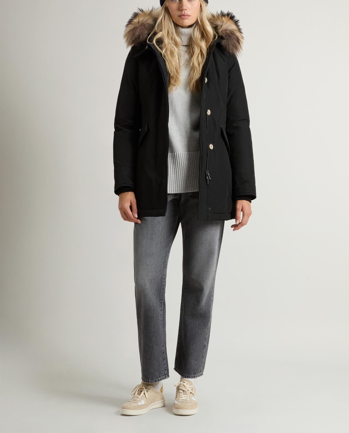 Arctic Parka in Ramar Cloth con pelliccia removibile CFWWOU0538FRUT0001 BLK WOOLRICH Black 