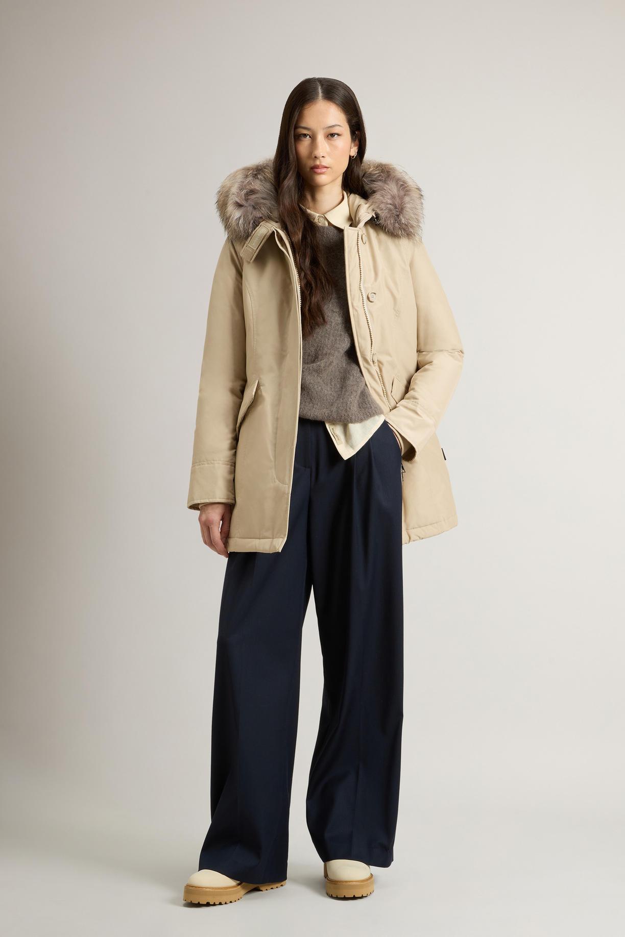 Arctic Parka in Ramar Cloth con pelliccia removibile CFWWOU0538FRUT0001 CNK2T WOOLRICH Cornstalk two tone 
