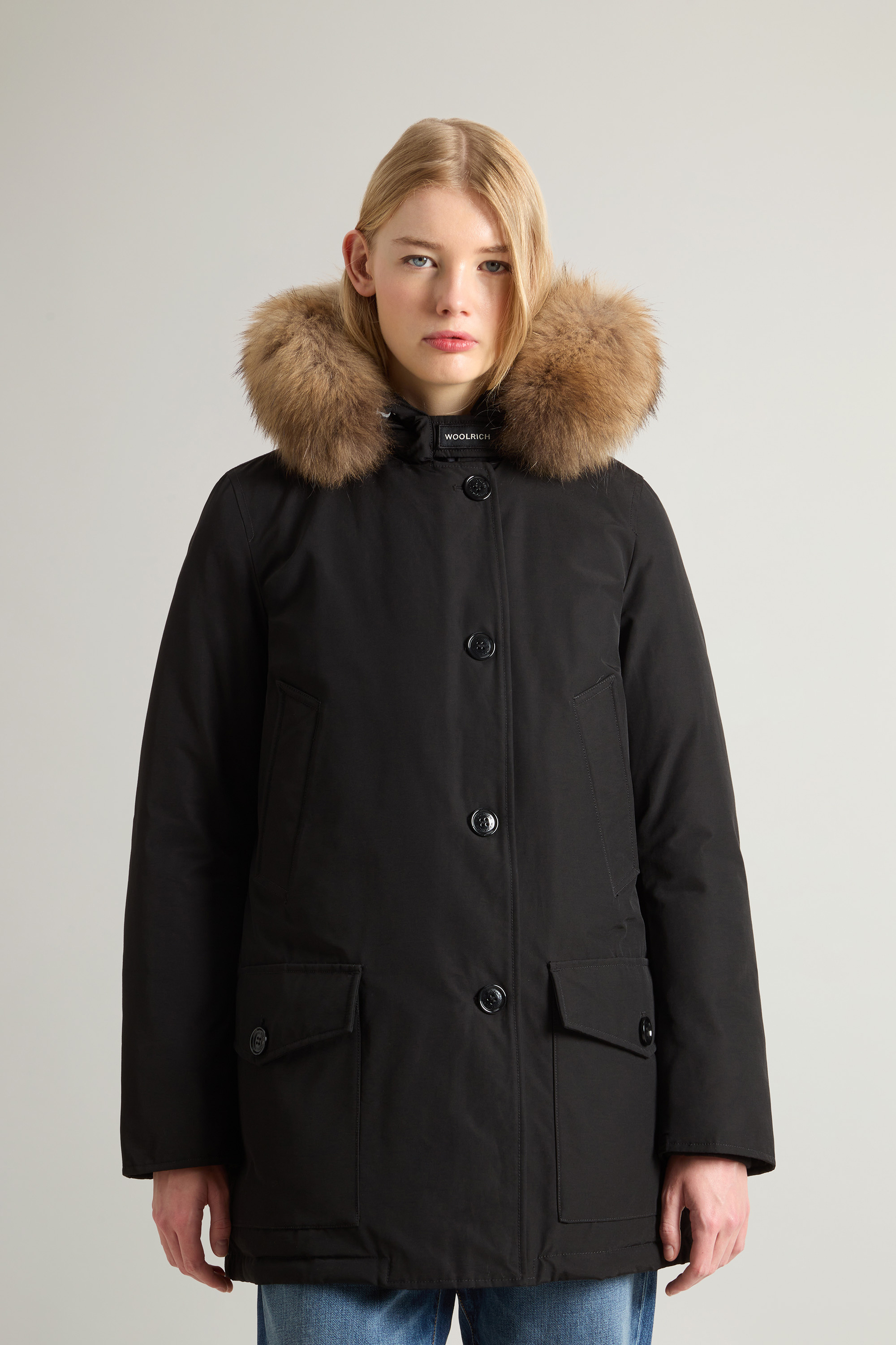 Parka con quattro tasche e pelliccia removibile CFWWOU0540FRUT0001 BLK WOOLRICH Black 
