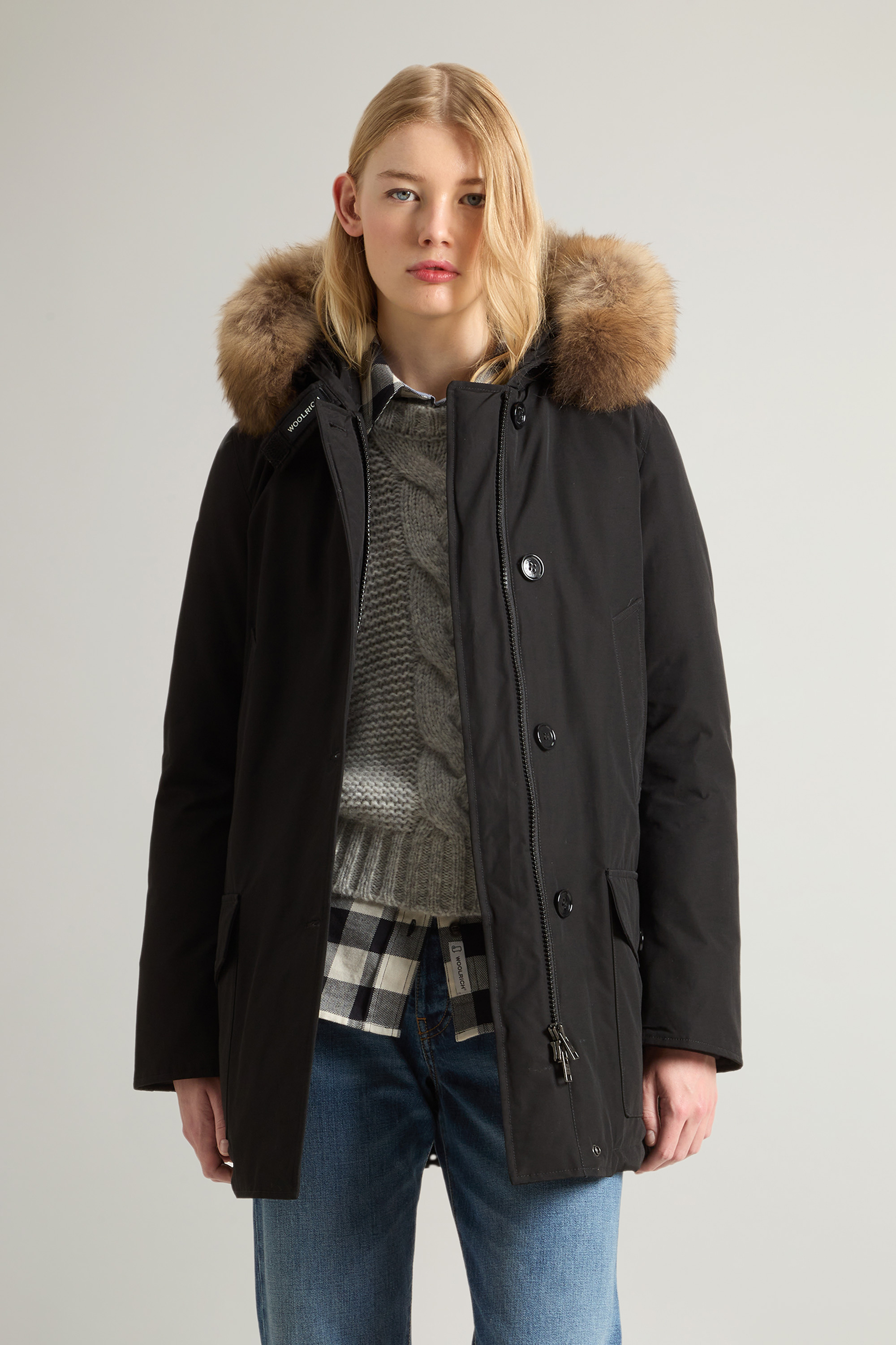 Parka con quattro tasche e pelliccia removibile CFWWOU0540FRUT0001 BLK WOOLRICH Black 