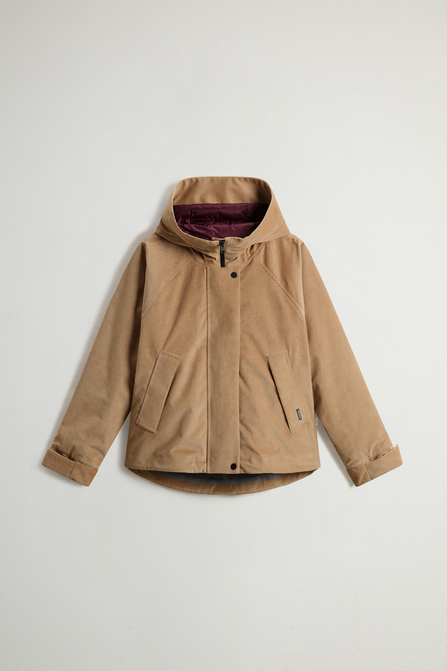 Giacca in velluto a coste a tre strati con cappuccio CFWWOU2022FRUT5010 8908 WOOLRICH Cornstalk 