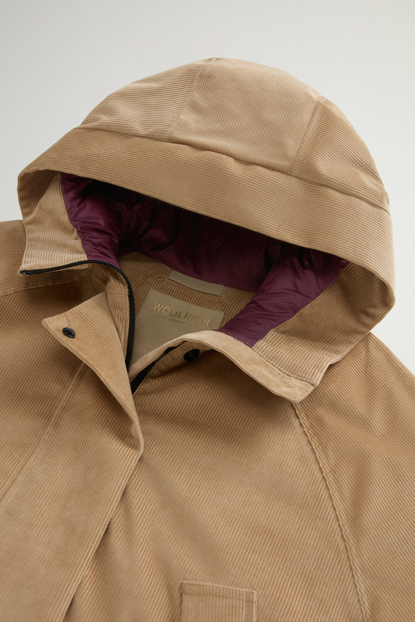 Giacca in velluto a coste a tre strati con cappuccio CFWWOU2022FRUT5010 8908 WOOLRICH Cornstalk 