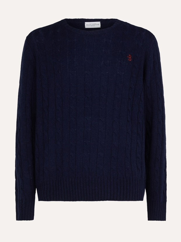 Maglia girocollo con ricamo B2P000 5W106 13777 BALLANTYNE Blue 