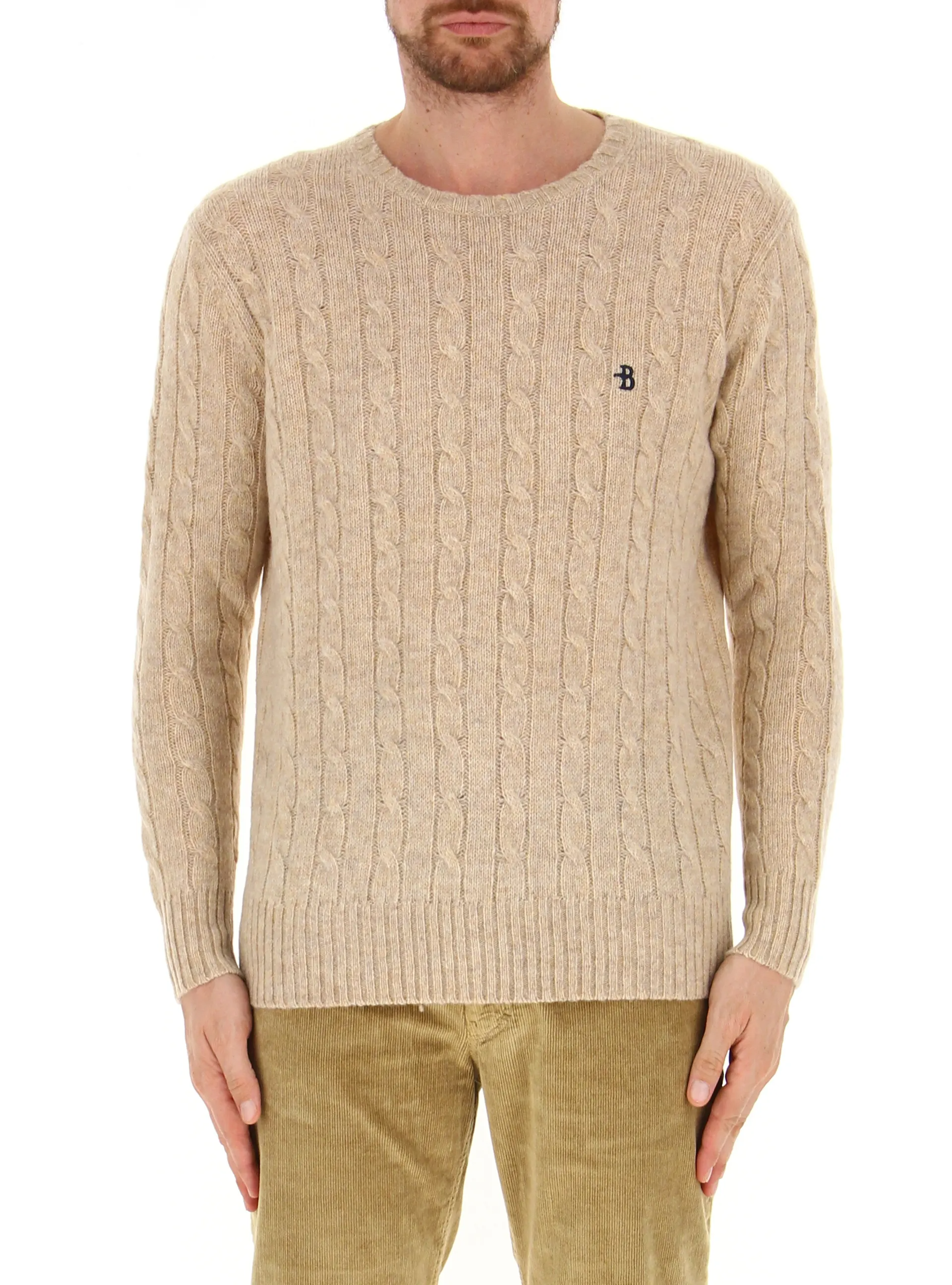 Maglia girocollo con ricamo B2P000 5W106 14057 BALLANTYNE Natural 