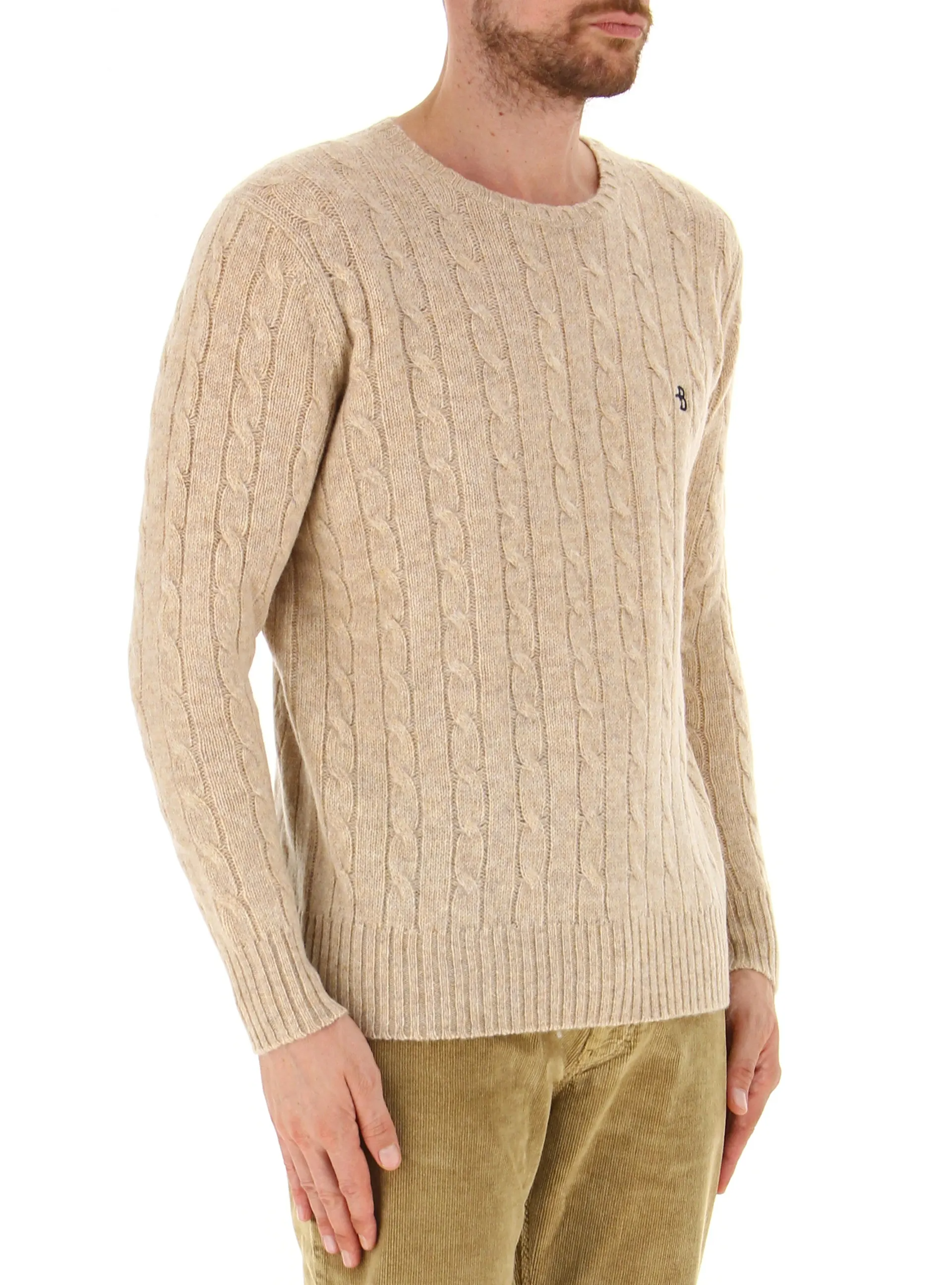 Maglia girocollo con ricamo B2P000 5W106 14057 BALLANTYNE Natural 