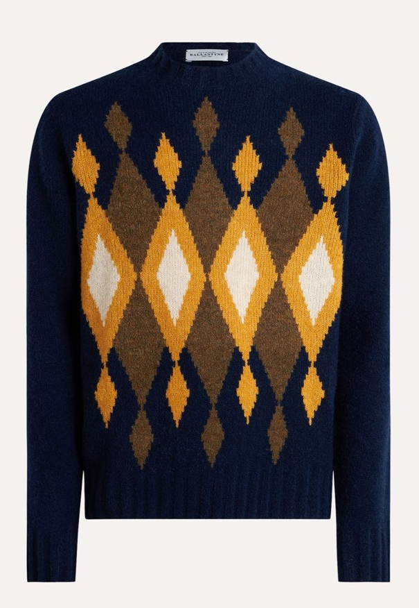 Girocollo bouclè intarsio rombi B2P000 5W115 93738 BALLANTYNE Blue 