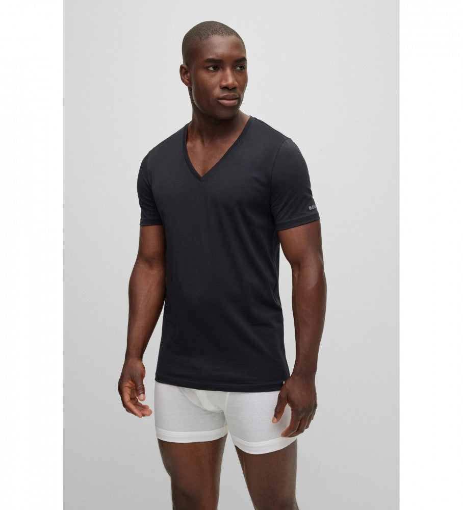 T-Shirt scollo a V 50475415 10243551 01 001 BOSS Black 