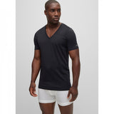T-Shirt scollo a V 50475415 10243551 01 001 BOSS Black 