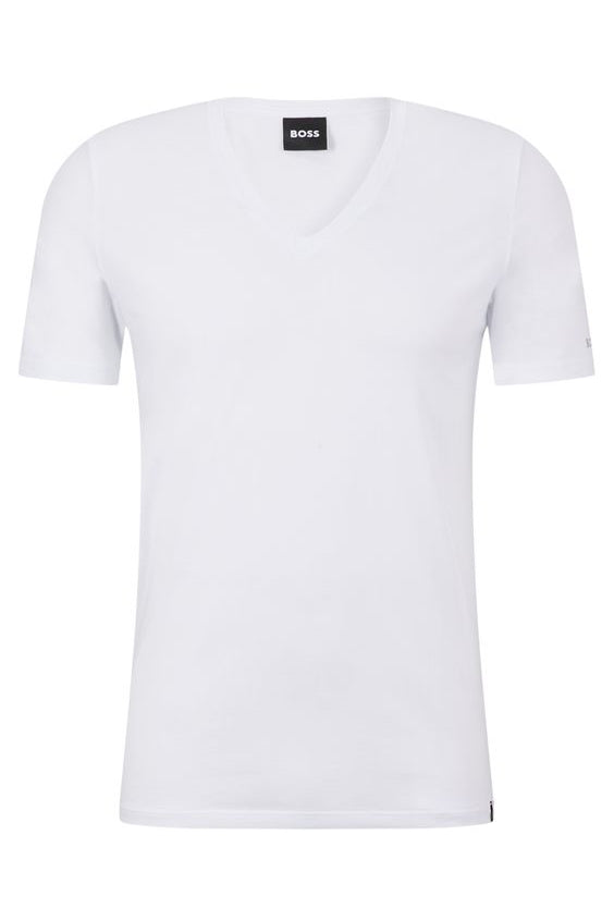 T-Shirt scollo a V 50475415 10243551 01 100 BOSS White 