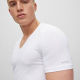 T-Shirt scollo a V 50475415 10243551 01 100 BOSS White 