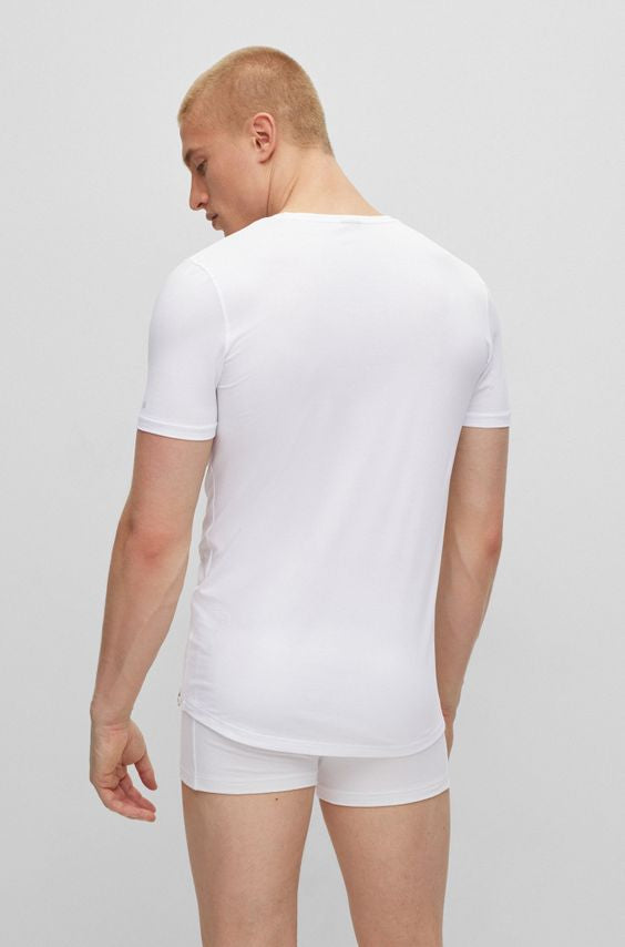 T-Shirt scollo a V 50475415 10243551 01 100 BOSS White 