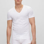 T-Shirt scollo a V 50475415 10243551 01 100 BOSS White 