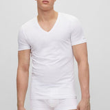 T-Shirt scollo a V 50475415 10243551 01 100 BOSS White 