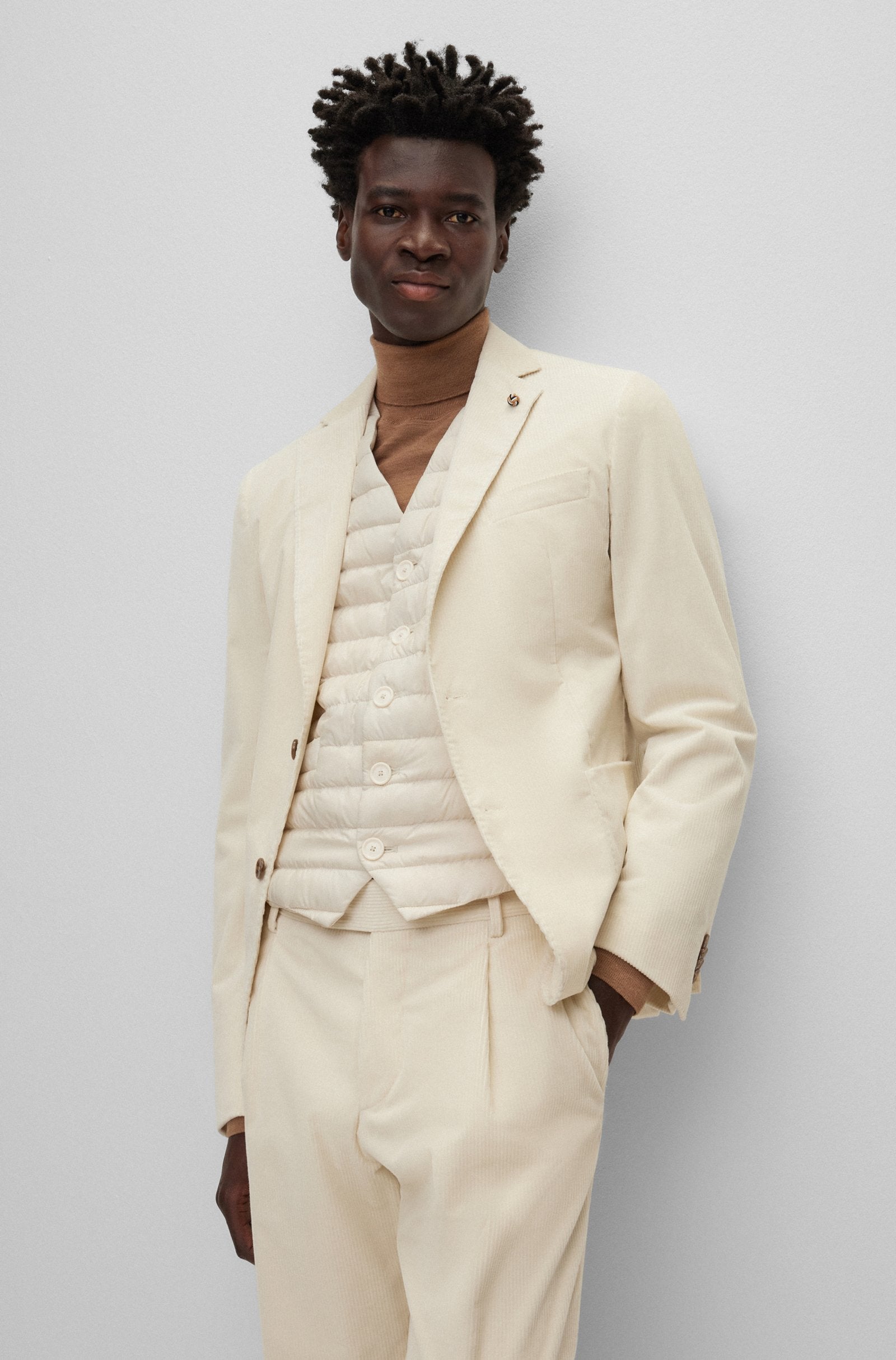 Giacca C-Hanry-233 slim fit in velluto 50502531 10243907 01 131 BOSS Open white 