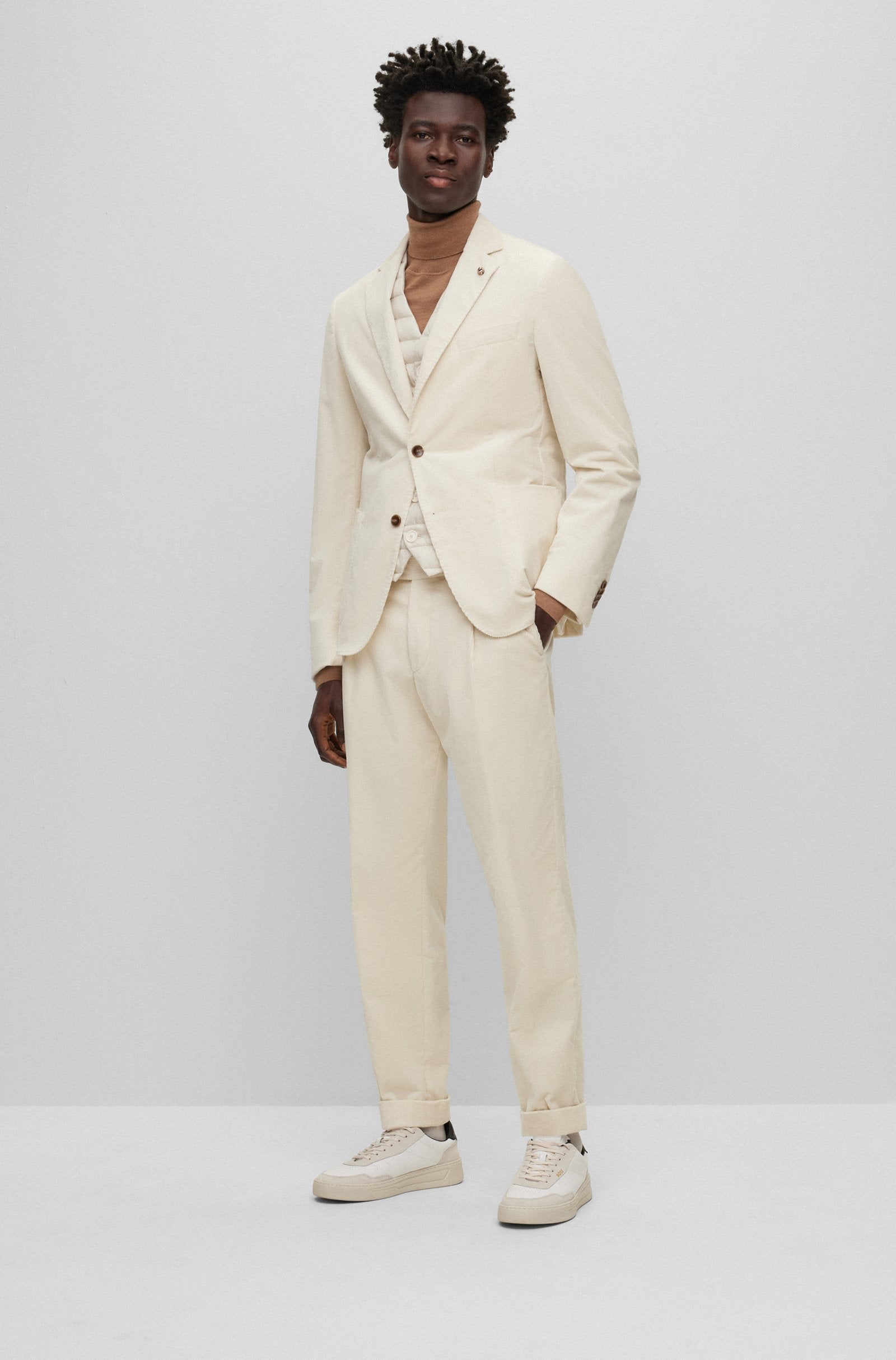 Giacca C-Hanry-233 slim fit in velluto 50502531 10243907 01 131 BOSS Open white 
