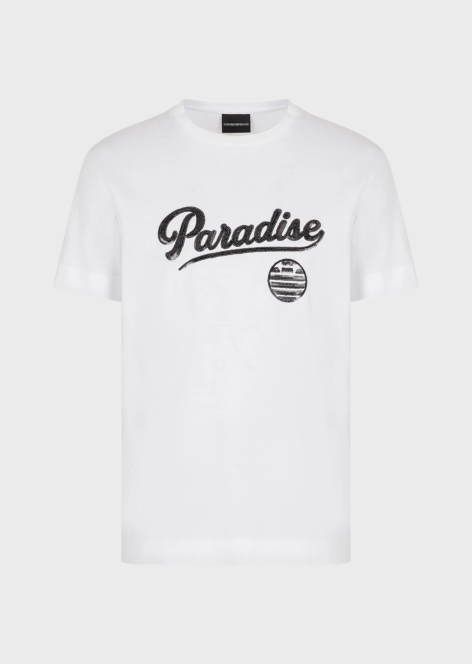 T-Shirt in jersey mercerizzato con decoro paillettes 3R1TBH 1JSAZ 0186 EMPORIO ARMANI White 