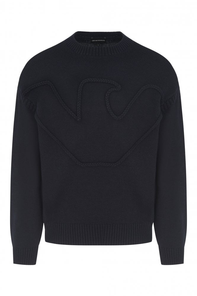 Maglia girocollo con aquila ricamata 6R1MXP 1MMAZ F558 EMPORIO ARMANI Dark grey 