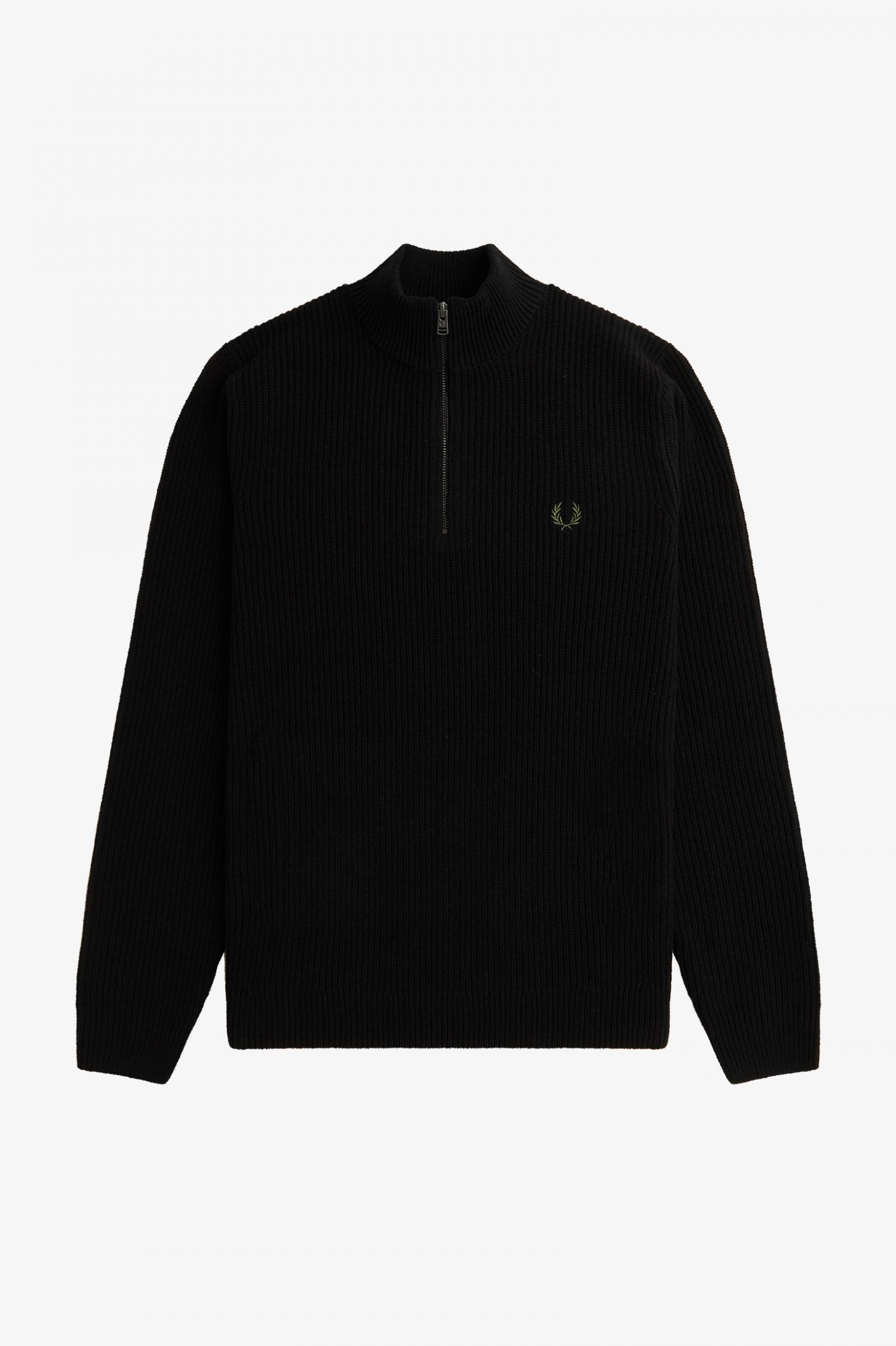 Maglia a coste mezza zip K6540 102 FRED PERRY Black 