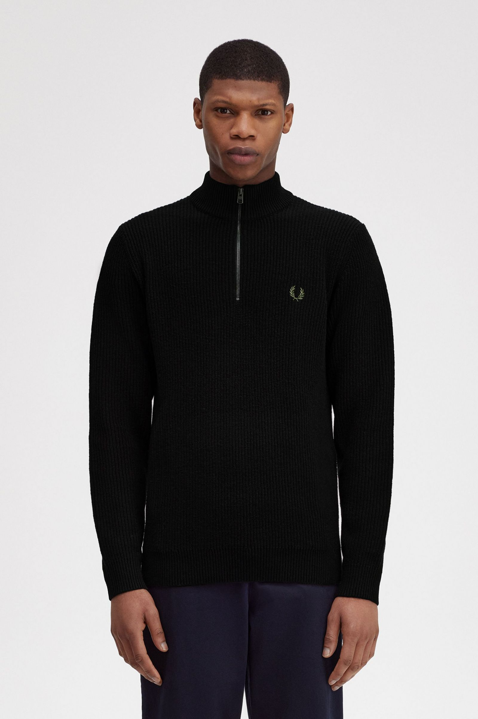 Maglia a coste mezza zip K6540 102 FRED PERRY Black 