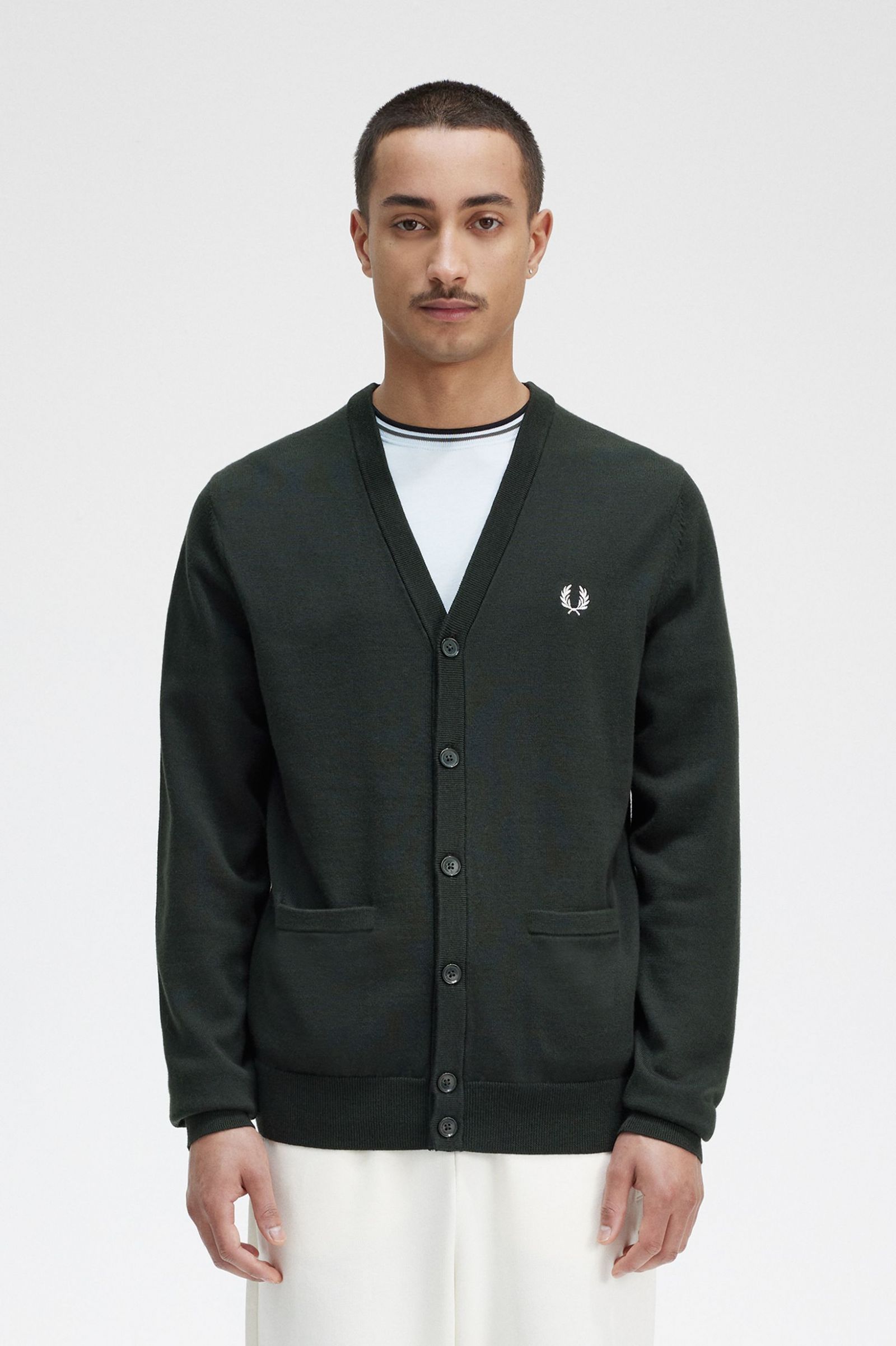 Cardigan in misto lana K9551 Q20 FRED PERRY Night green 