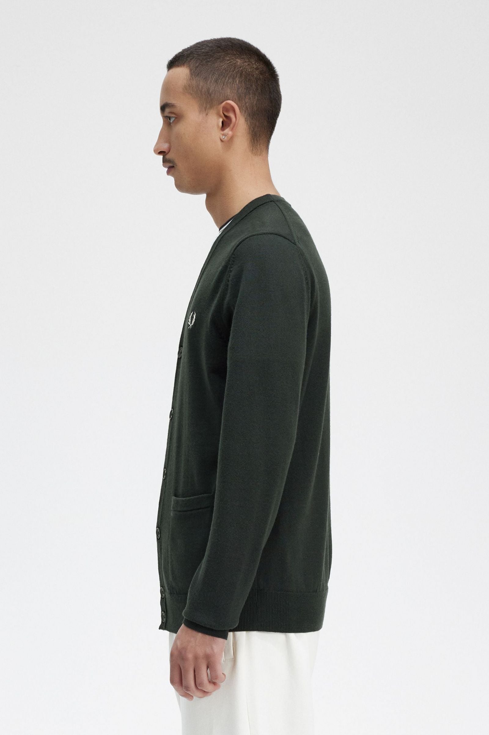 Cardigan in misto lana K9551 Q20 FRED PERRY Night green 