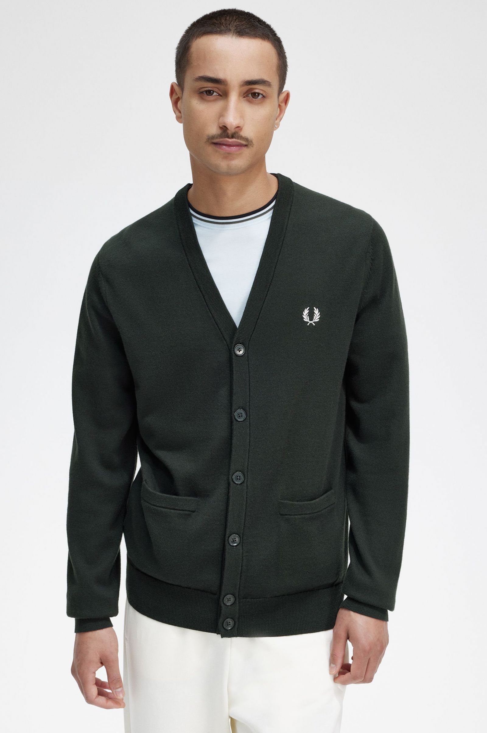 Cardigan in misto lana K9551 Q20 FRED PERRY Night green 
