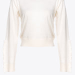 Pullover in lana con rouches 101991A189 Z12 PINKO Latte 