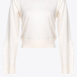 Pullover in lana con rouches 101991A189 Z12 PINKO Latte 