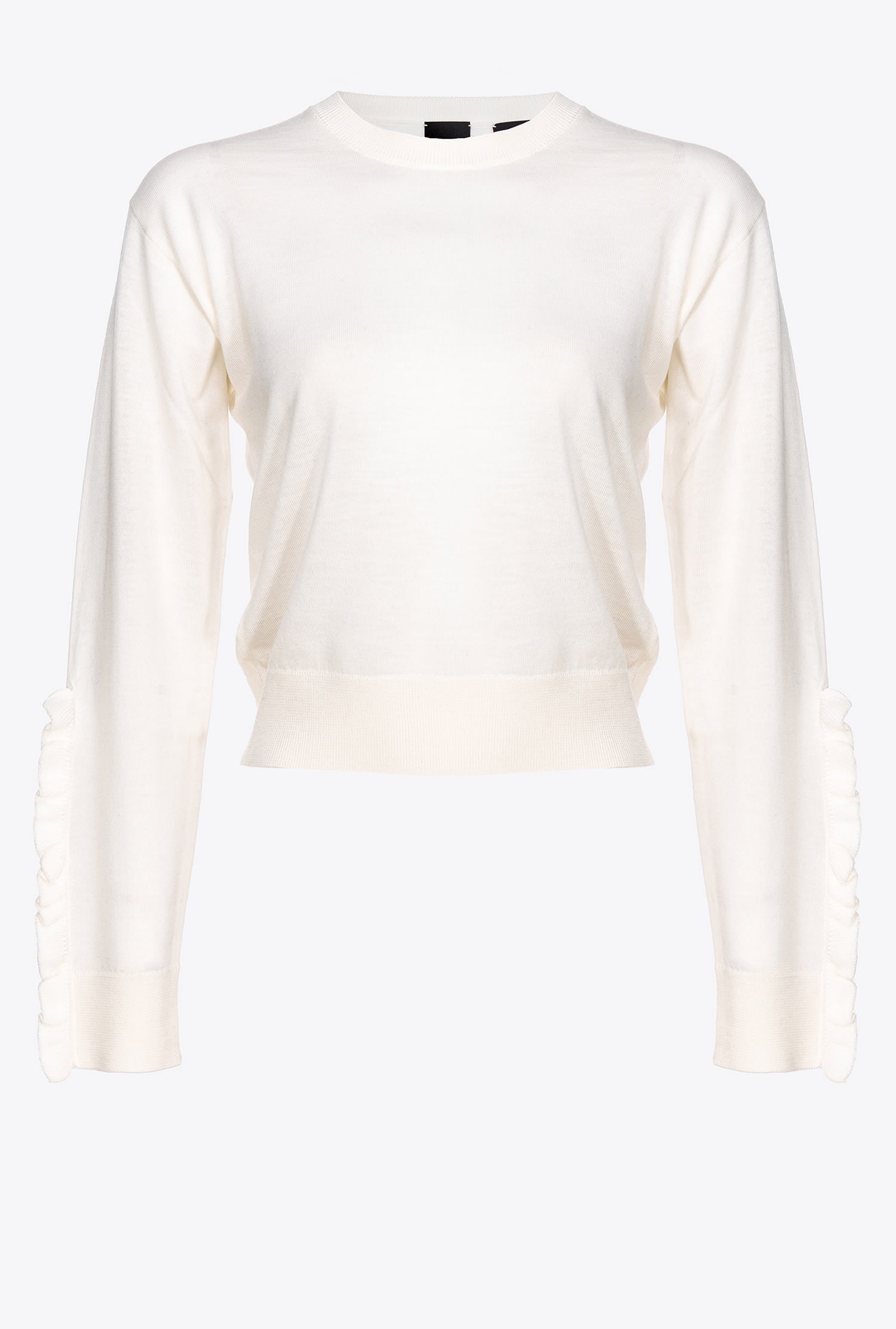 Pullover in lana con rouches 101991A189 Z12 PINKO Latte 