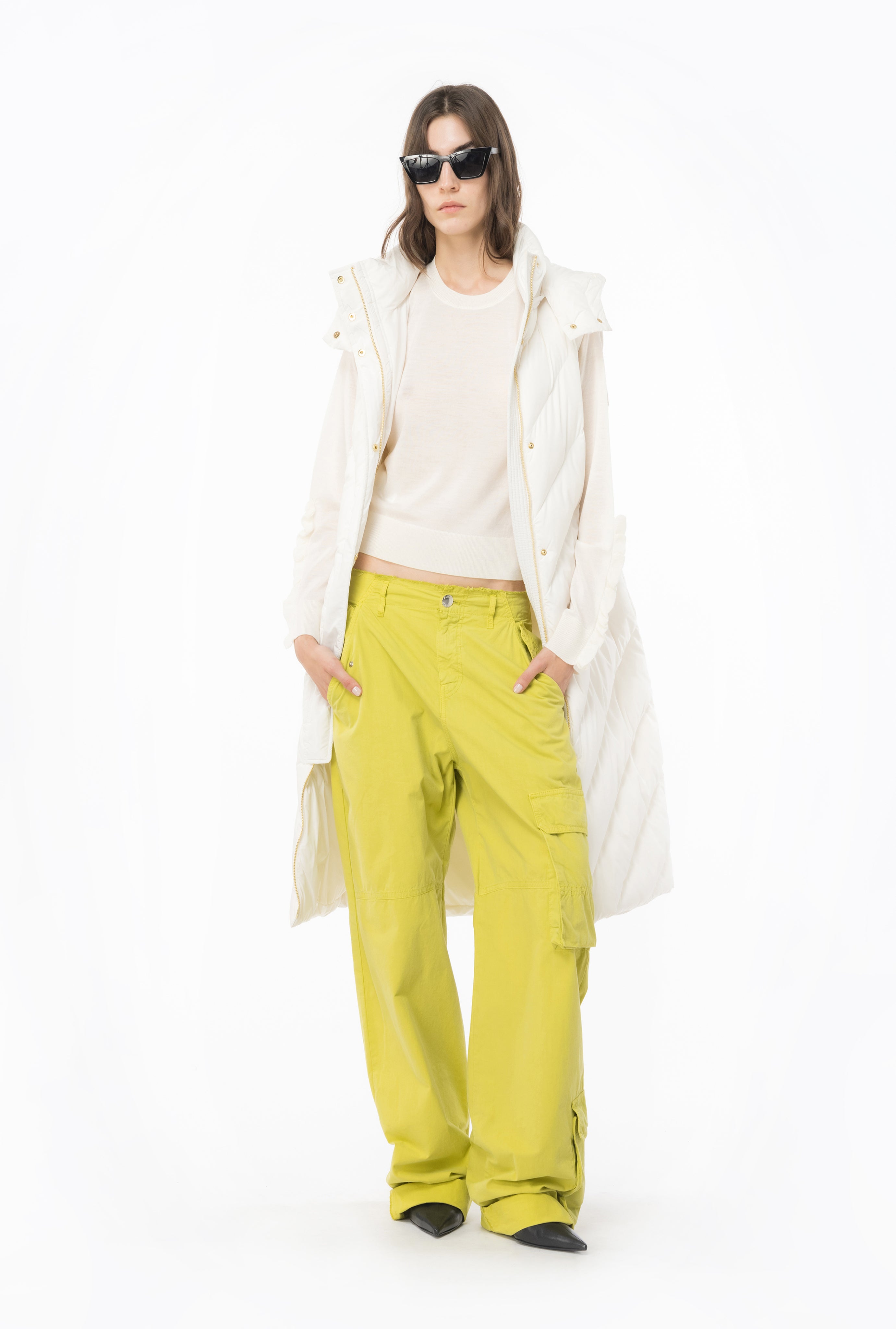Pullover in lana con rouches 101991A189 Z12 PINKO Latte 