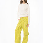 Pullover in lana con rouches 101991A189 Z12 PINKO Latte 