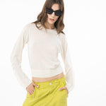 Pullover in lana con rouches 101991A189 Z12 PINKO Latte 