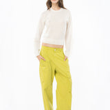 Pullover in lana con rouches 101991A189 Z12 PINKO Latte 