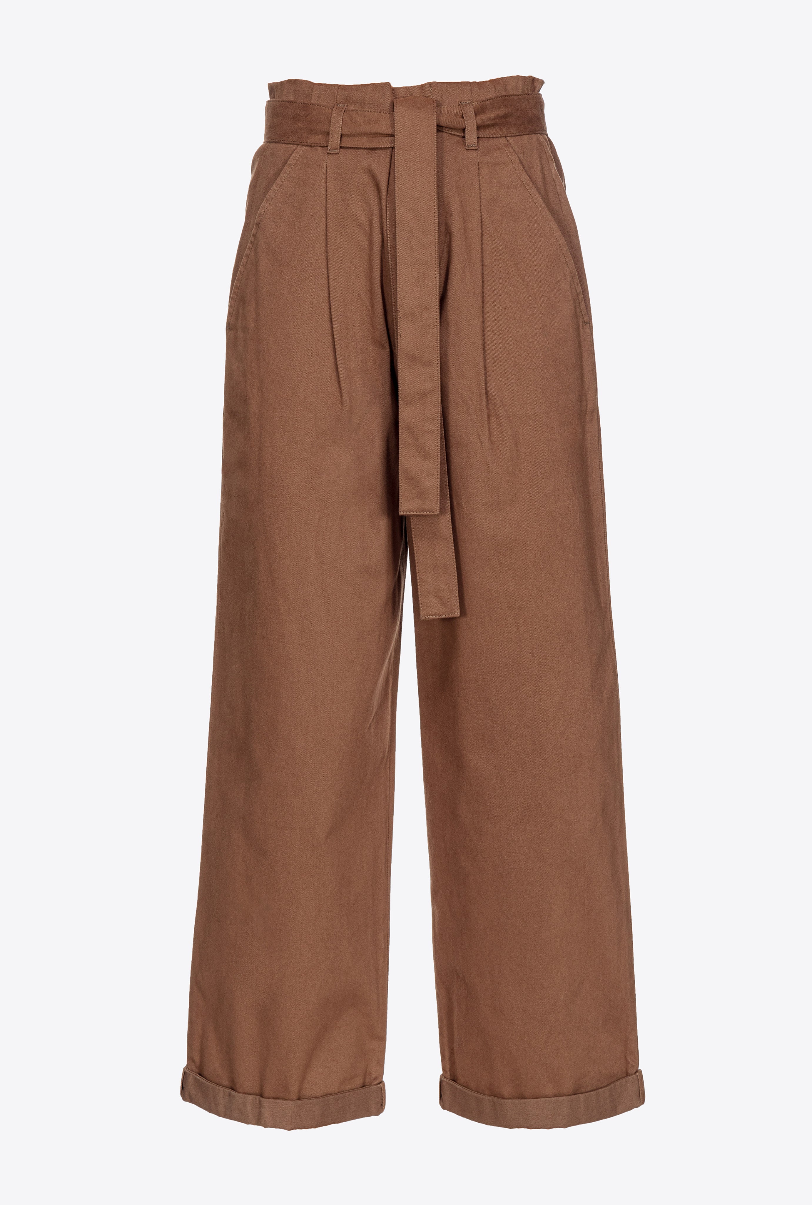 Pantaloni ampi cotone lavato 102191A1BB L71 PINKO Terra scura 