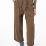 Pantaloni ampi cotone lavato 102191A1BB L71 PINKO Terra scura 