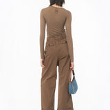 Pantaloni ampi cotone lavato 102191A1BB L71 PINKO Terra scura 