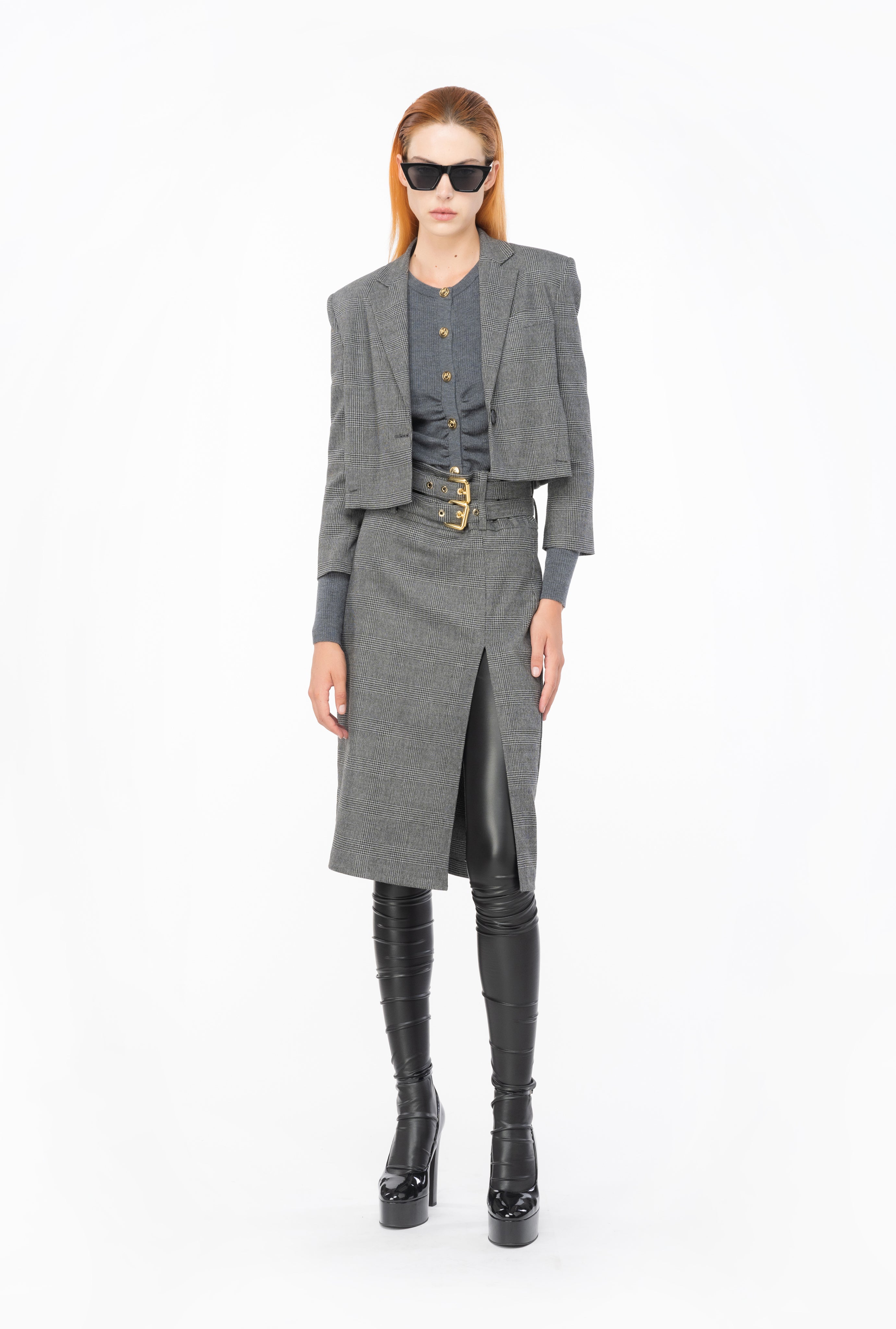 Cardigan aderente a costine 102340A15S I90 PINKO Dark grey 