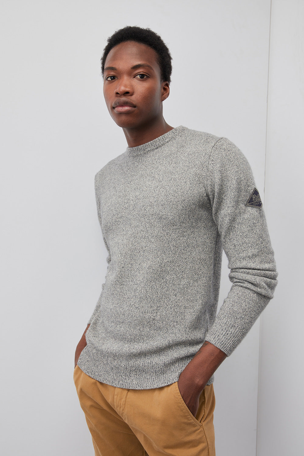 Maglia girocollo in lana e cachemire RRU502CE39 BG1 ROY ROGER'S Silk/nebbia 