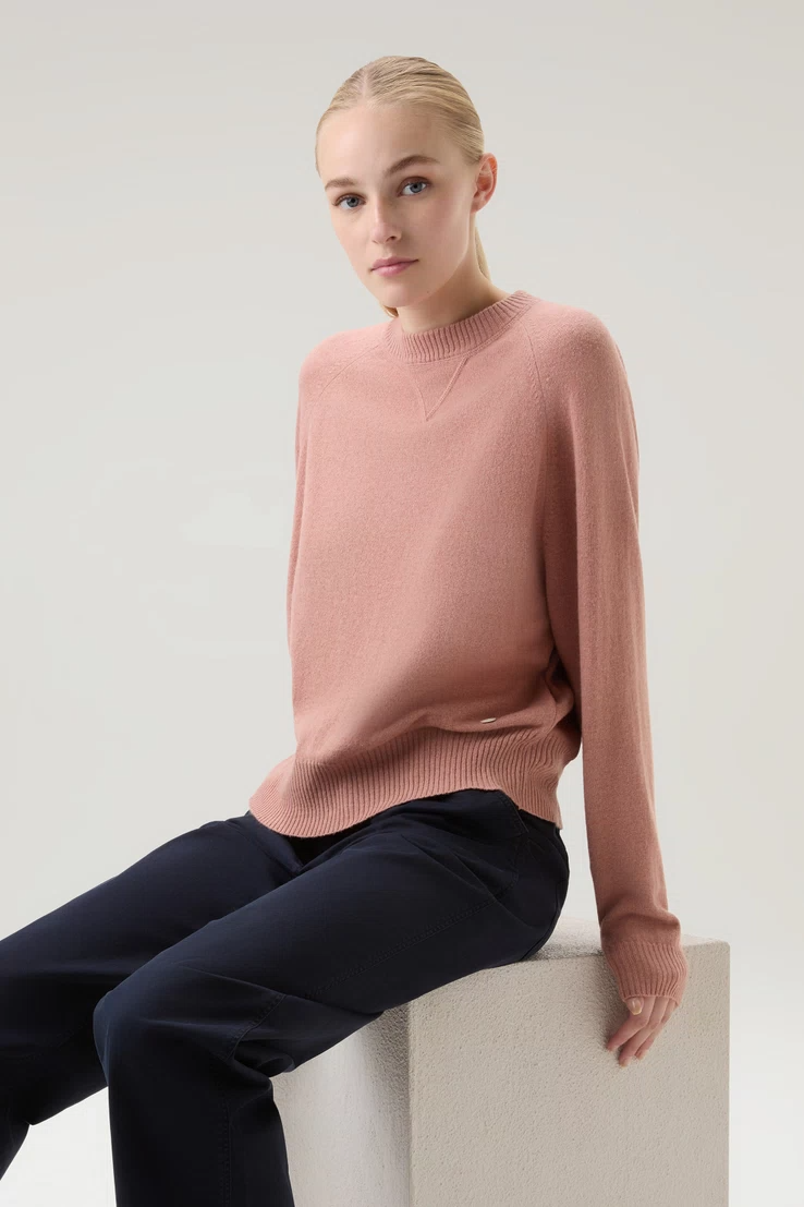 Maglia girocollo in misto lana e cashmere CFWWKN0253FRUF0603 4385 WOOLRICH Dry rose 