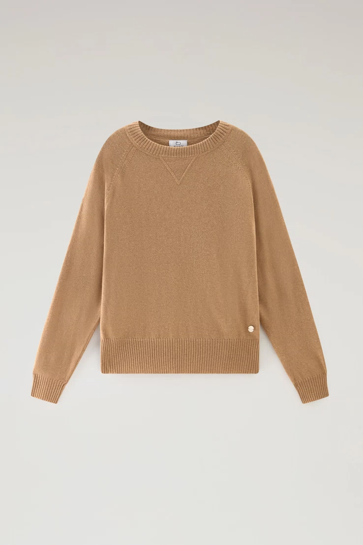 Maglia girocollo in misto lana e cashmere CFWWKN0253FRUF0603 7391 WOOLRICH Suede brown 