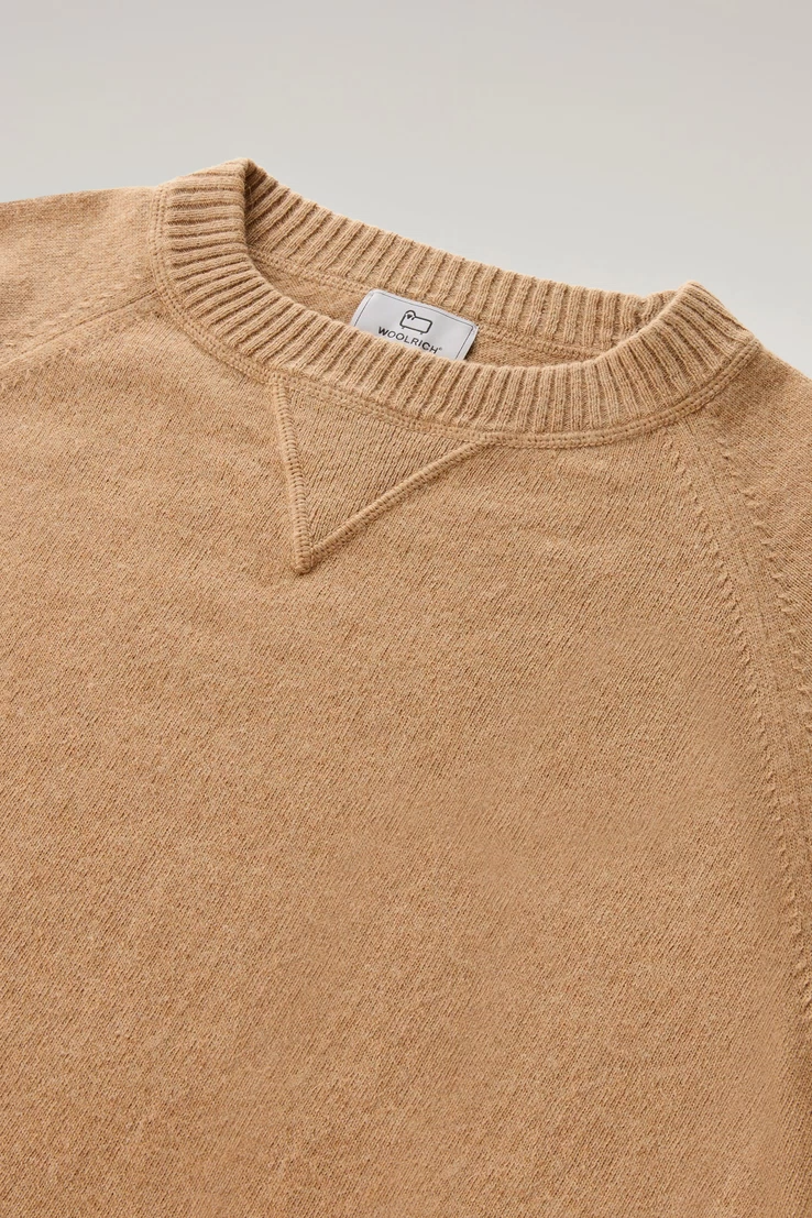 Maglia girocollo in misto lana e cashmere CFWWKN0253FRUF0603 7391 WOOLRICH Suede brown 