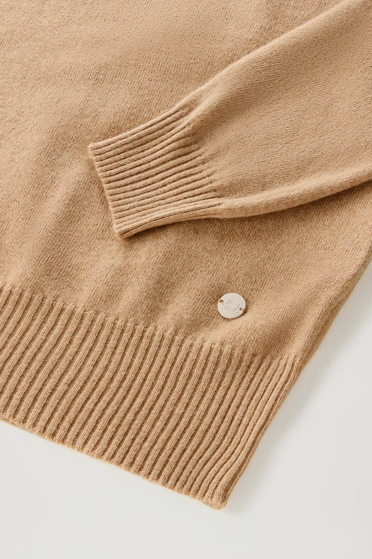 Maglia girocollo in misto lana e cashmere CFWWKN0253FRUF0603 7391 WOOLRICH Suede brown 