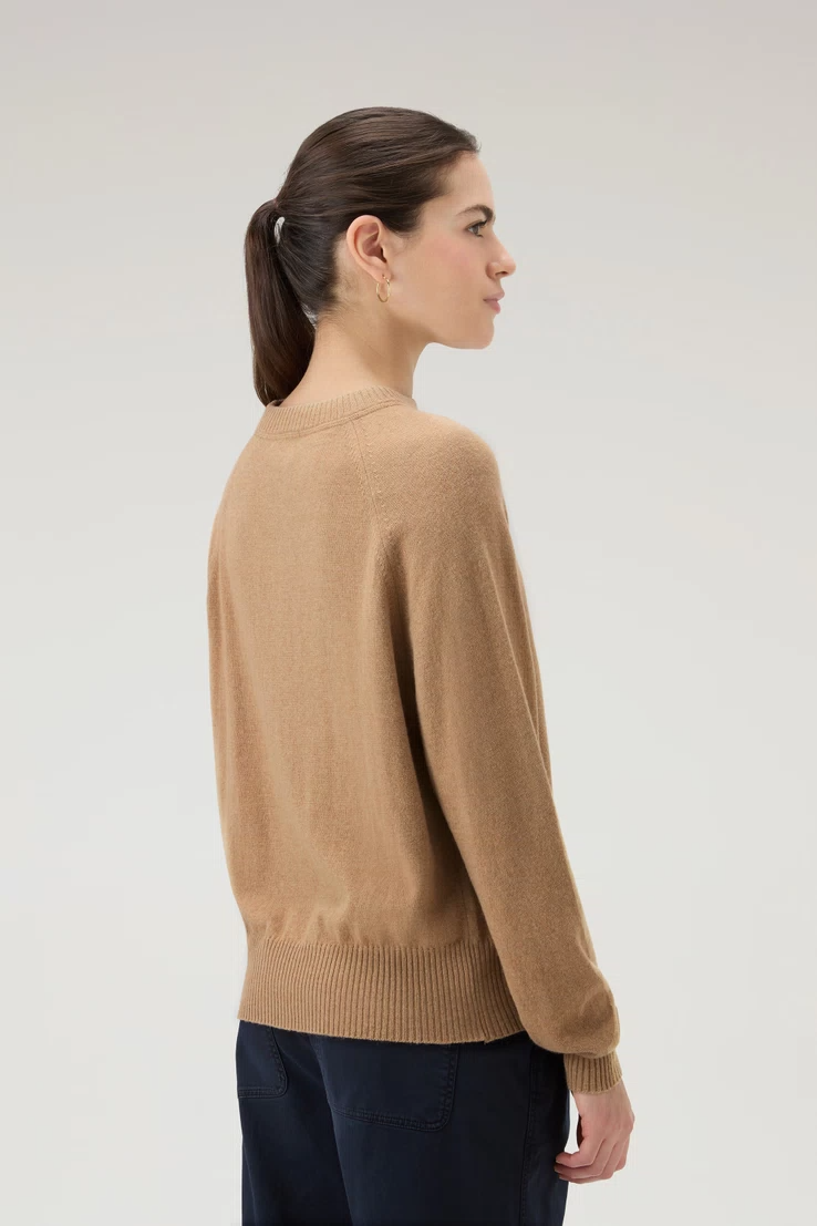 Maglia girocollo in misto lana e cashmere CFWWKN0253FRUF0603 7391 WOOLRICH Suede brown 
