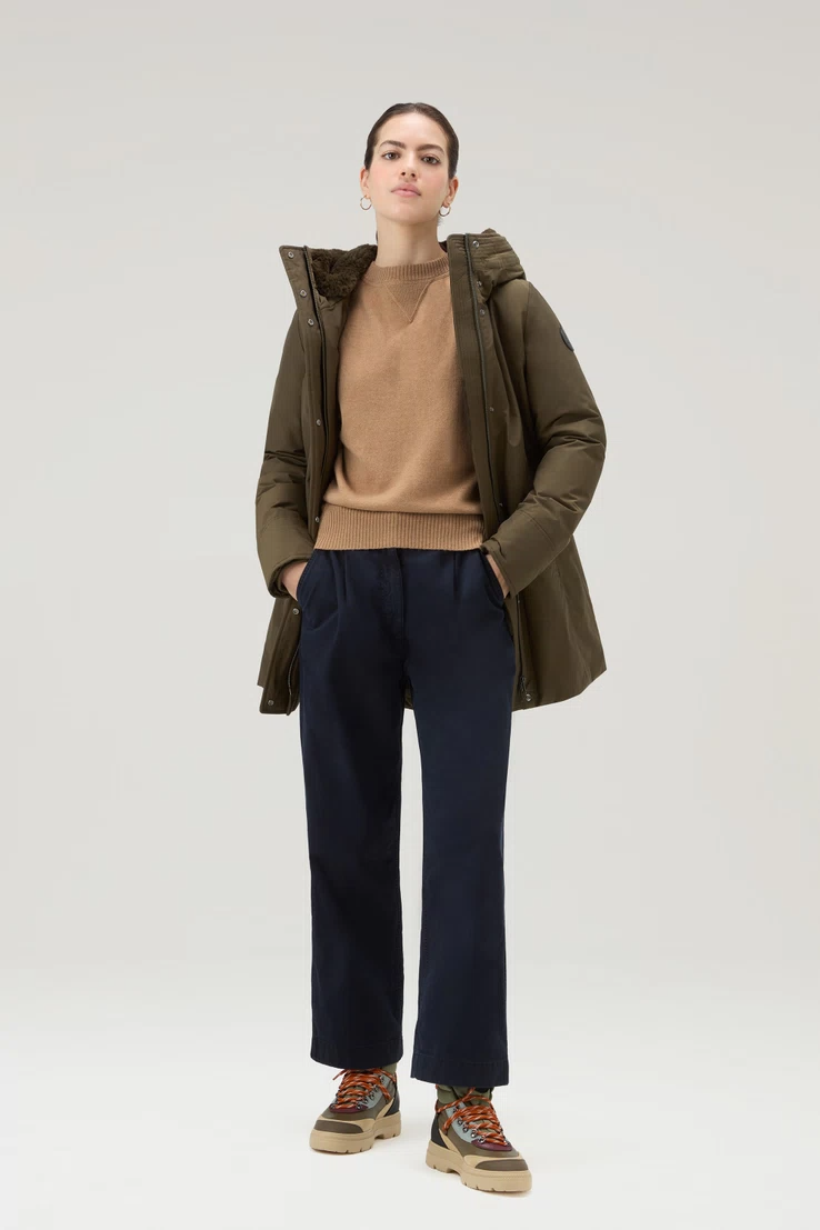 Maglia girocollo in misto lana e cashmere CFWWKN0253FRUF0603 7391 WOOLRICH Suede brown 