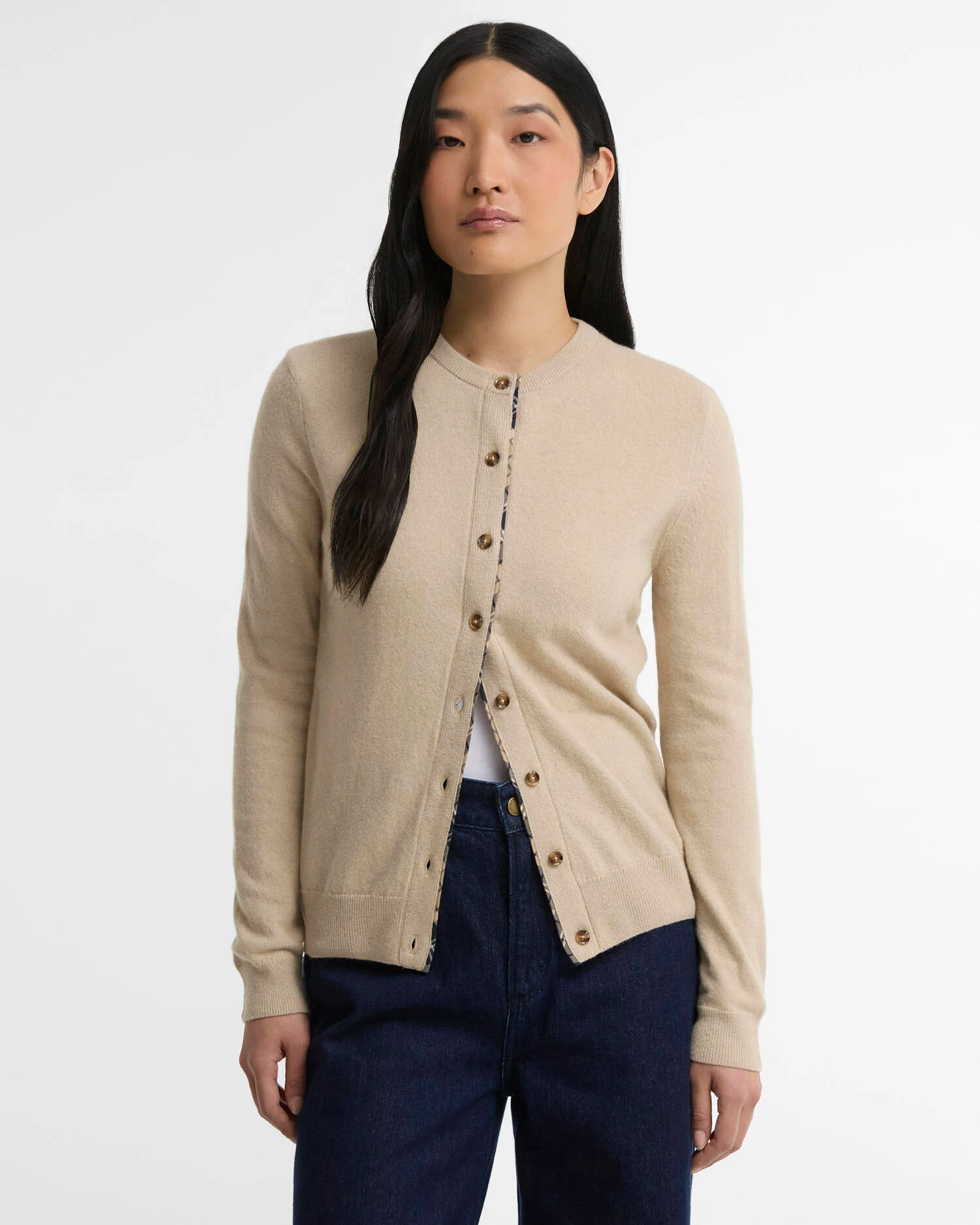 Cardigan in lana LKN1076 LKN BE54 BARBOUR Honey/birchwood tartan 