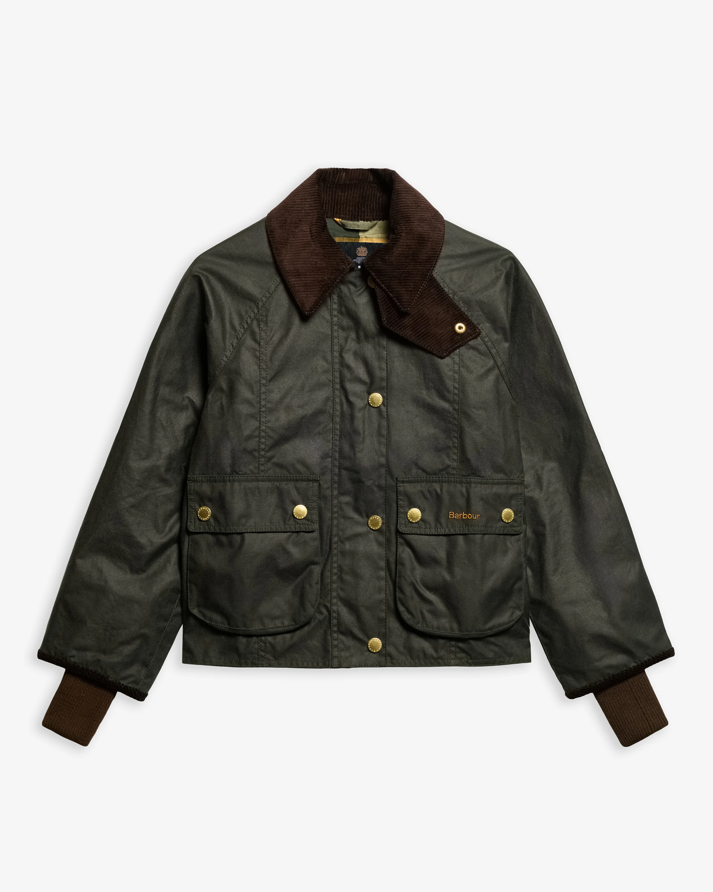 Giacca cerata Beadnell dal taglio crop LWX1403 LWX SG51 BARBOUR Sage ancient 