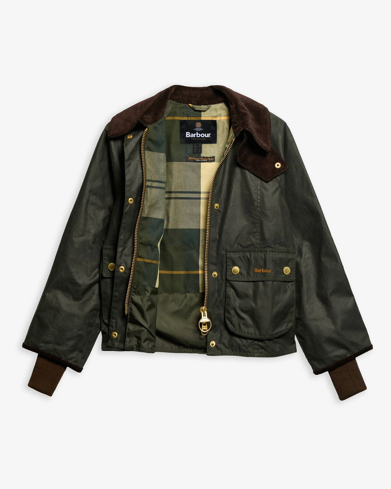 Giacca cerata Beadnell dal taglio crop LWX1403 LWX SG51 BARBOUR Sage ancient 
