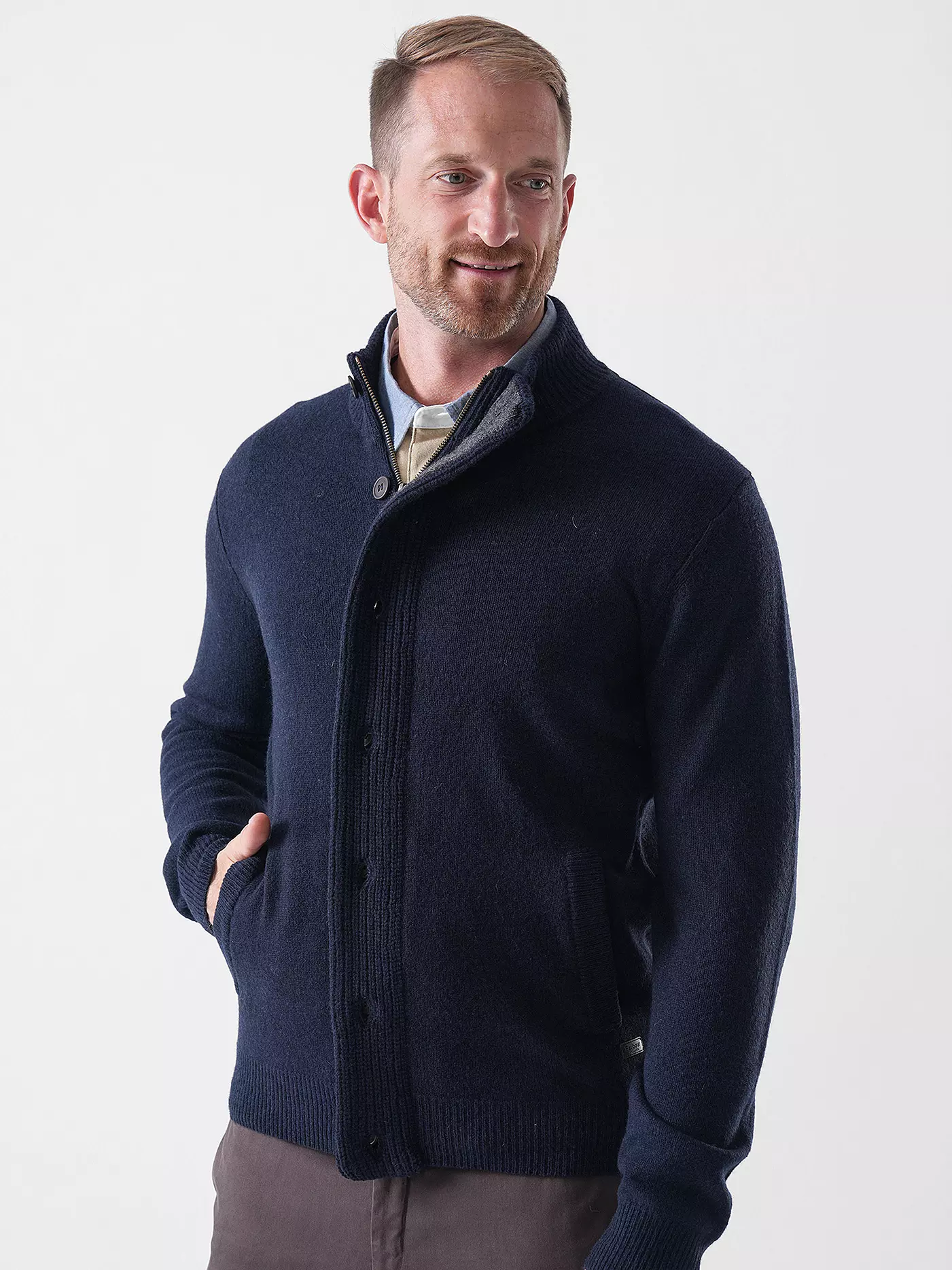 Maglia con zip e bottoni MKN0731 MKN NY91 BARBOUR Navy 